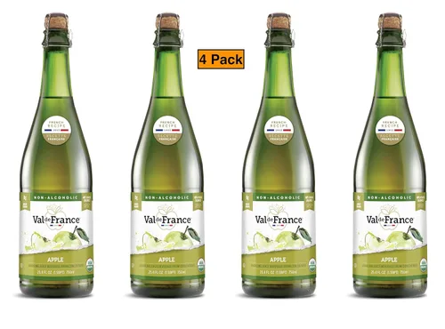 Vista 16 de Val de France, Jugo espumoso Kosher sin alcohol, reducido en calorías, orgánico y OU Kosher (manzana), 25.4 onzas líquidas (1 botella)