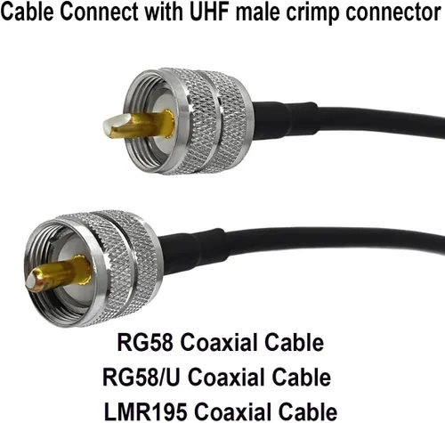Vista 6 de Paquete de 5 conectores de crimpado macho UHF PL-259 PL259 para RG58/U LMR195 (UHF macho crimpado RG58)