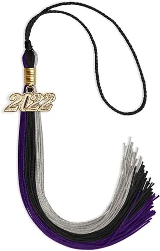 Vista 88 de Endea - Borla de graduación de triple color con gota de fecha dorada (negro/dorado/granate, 2020)