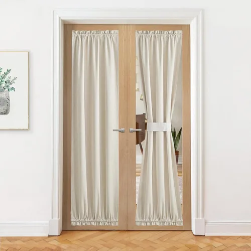 Vista 125 de NICETOWN Cortinas de Lino para Puerta Lateral - Cortinas Opacas con Aislamiento Térmico para Puerta Delantera Francesa para Sombra Pequeña