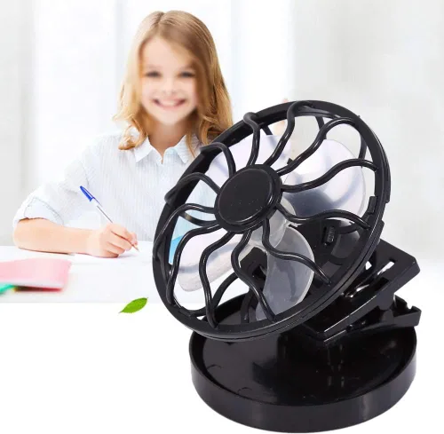 Vista 2 de YOUTHINK Ventilador solar portátil, mini clip eléctrico para camping, ventilador de ahorro de energía para picnic, pesca, parque, viajes