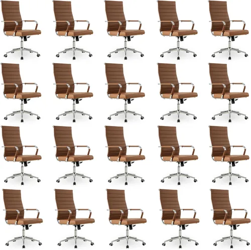 Vista 17 de Okeysen Office Desk Chair, Ergonomic Leather Modern Conference Room Chairs, Executive Ribbed Height Adjustable Swivel Rolling Chair for Home Office