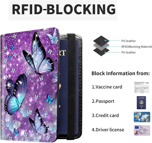 Vista 4 de RYUITHDJP Funda para tarjetas de crédito con RFID Block-1-A, Púrpura, Casual