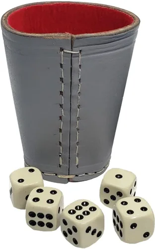 Vista 20 de Cyber-Deals - Taza compacta de cuero genuino para dados + dados con bolsa de almacenamiento de terciopelo negro