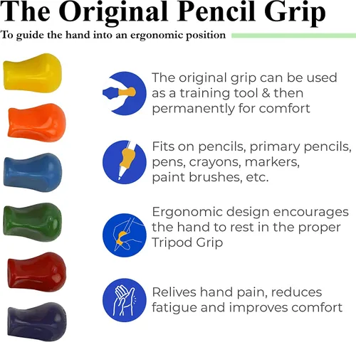 Vista 3 de The Pencil Grip Original, Ayuda universal ergonómica para escribir, para zurdos y diestros, Original