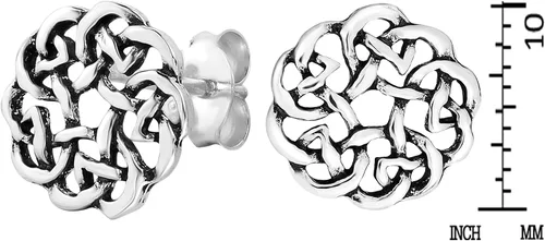 Vista 3 de AeraVida Continuity - Aretes de tuerca de plata de ley 925 con nudo celta Delicados aretes de tuerca de plata esterlina para mujer Aretes de nudo