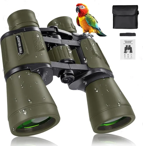 Vista 10 de [Usado] Prismáticos de 20 x 50 de alta potencia para observación de aves con ocular grande de 28 mm, prismáticos impermeables para caza, senderismo