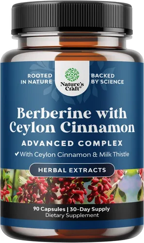 Vista 8 de Complejo equilibrado de berberina Plus de 1200 mg, berberina antioxidante con cápsulas de canela de ceilán más extracto de cardo mariano