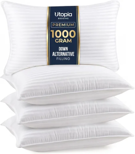 Vista 10 de Utopia Bedding - Almohadas de cama para dormir de tamaño estándar (blanco), juego de 2, calidad de hotel refrescante, para dormir de espalda, boca