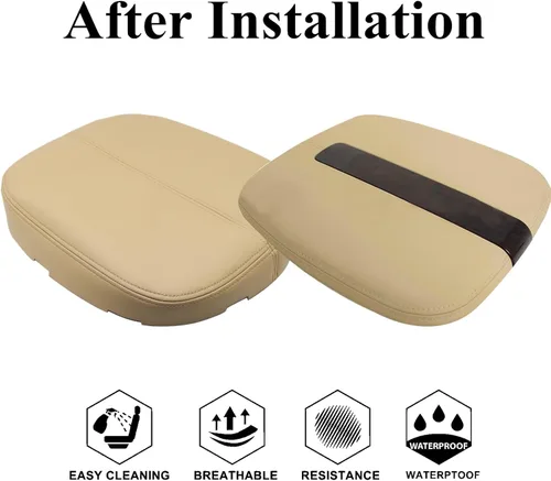 Vista 2 de NLQR - Tapa de consola central, funda de repuesto para reposabrazos de cuero de microfibra, color tostado, compatible con Cadillac Escalade EXT ESV