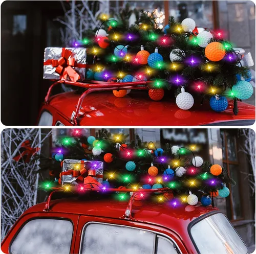 Vista 7 de Honoson Luces Multicolor de Navidad para Automóvil 197 pies 600 LED Operadas con Batería Control Remoto Luces de Cadena Impermeables 8 Modos