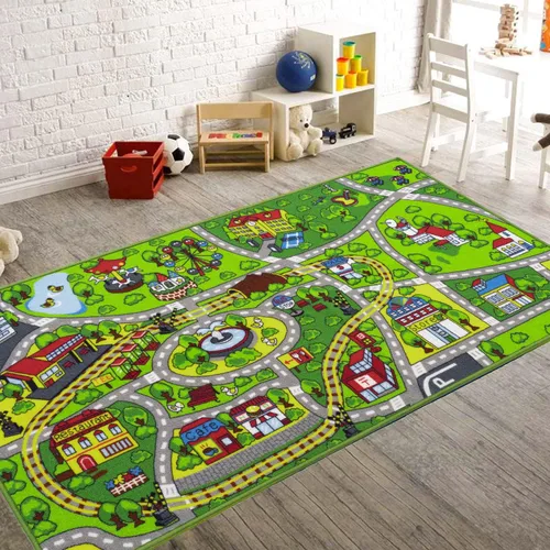 Vista 2 de Booooom Jackson Alfombra de juego para niños, alfombra de dinosaurio, alfombra de juego de dinosaurio, alfombra de coche para autos de juguete