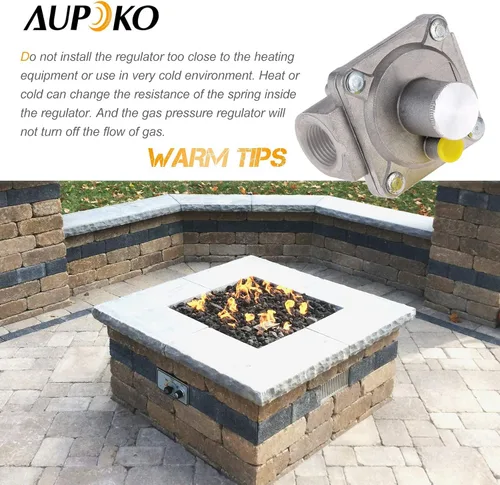Vista 4 de Aupoko Regulador de parrilla de gas natural 1/2 "-14NPT LP Reguladores de gas, presión de entrada: 1/2 "PSIG, presión de salida LPG 5 "W.C, para gas