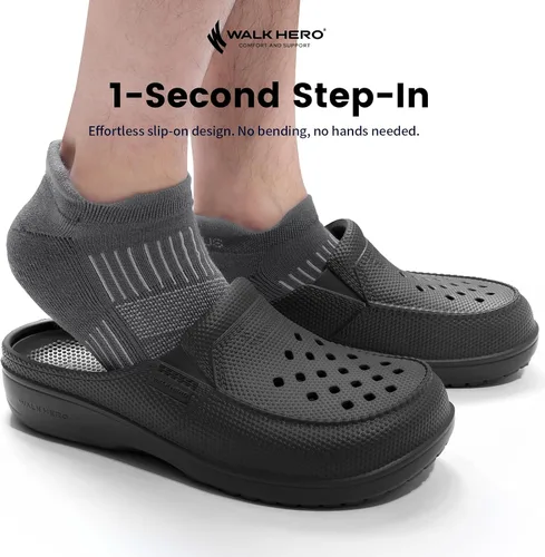 Vista 6 de Zuecos para hombre con soporte de arco, cómodos zuecos para hombres con plantilla acolchada, pantuflas ortopédicas unisex para fascitis plantar