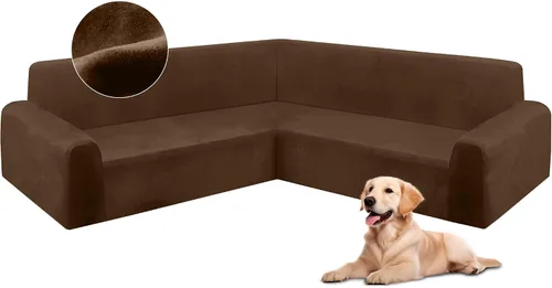 Vista 93 de HDCAXKJ Fundas de sofá seccional de esquina de terciopelo elástico en forma de L, juego de fundas deslizantes suaves y gruesas en forma de U
