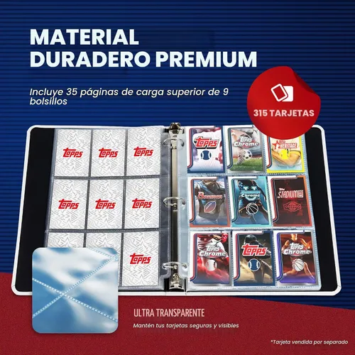 Vista 2 de Topps Carpeta – Carpeta de 9 bolsillos, material duradero de alta calidad, 35 páginas de carga superior, capacidad de 450 tarjetas, carpeta