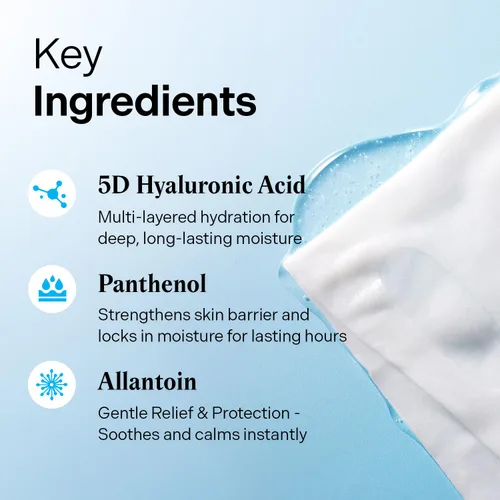 Vista 4 de Torriden Máscara facial de ácido hialurónico DIVE IN (10 hojas), mascarilla coreana de hidratación profunda, pantenol y alantoína, mascarilla