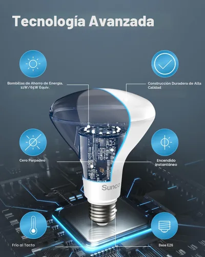 Vista 6 de Sunco - Paquete de 12 bombillas LED BR30, bombillas empotradas, bombilla de inundación para interiores, 850 LM, 11 W (equivalente a 65 W), blanco