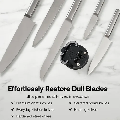 Vista 6 de AnySharp – EDICIONES – Afilador de cuchillos manos libres - Herramienta de afilado fácil de usar con base de succión PowerGrip y ángulo