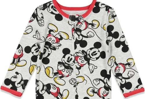 Vista 5 de Disney Mickey Mouse - Paquete de 2 overoles con cremallera para dormir y jugar para bebés