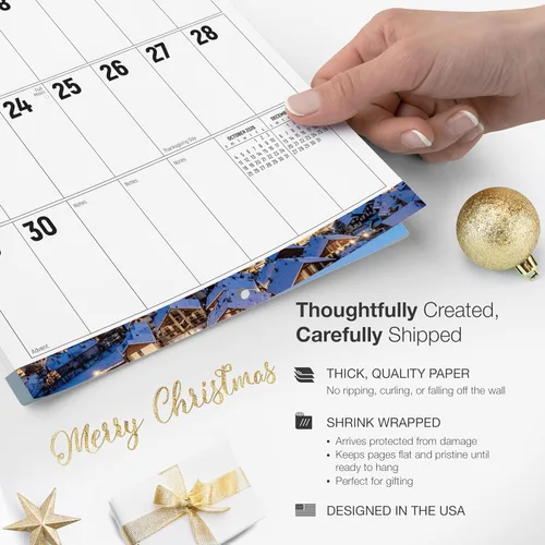 Vista 4 de RED EMBER The Big Grid - Calendario de pared 2026 Seasons in Nature de 12 meses 12 x 24 pulgadas abierto Regalo de vacaciones Calendario