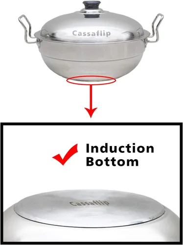 Vista 5 de Idli - Vaporizador multi Kadai de acero inoxidable resistente de alta calidad con fondo de inducción, juego de ollas incluidas, tamaño grande con 5