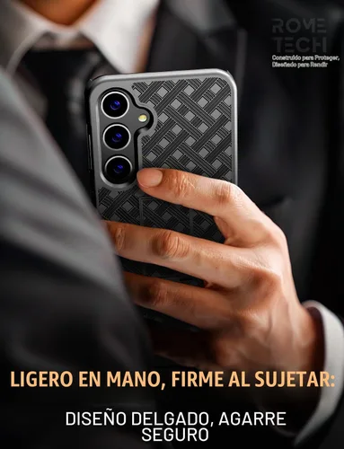 Vista 6 de Funda diseñada para Samsung Galaxy S24 con funda de clip para cinturón, funda de teléfono con función atril, color negro