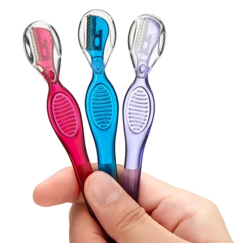 Vista 6 de 24 piezas de maquinilla de afeitar de cejas, mini afeitadora portátil de cejas multiusos, de acero inoxidable, herramientas de cuidado facial