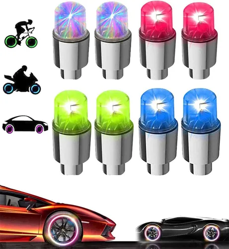Vista 16 de 20 Pack de tapas de válvula de luz LED para neumáticos de coche, ruedas y conjuntos, luces de neumáticos de bicicleta, motocicleta, luz de válvula