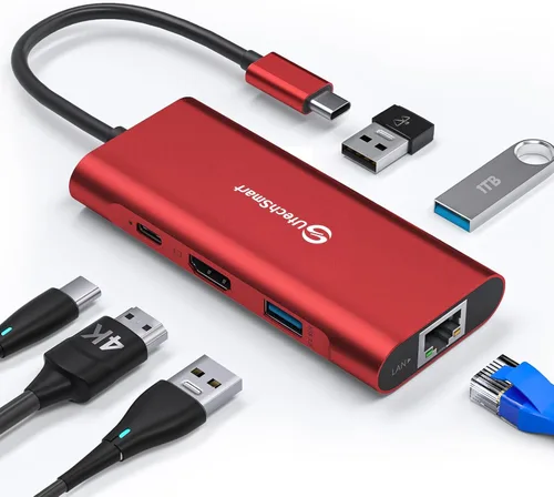 Vista 11 de UtechSmart USB C Hub,Ethernet Multiport 6 in 1 USB C to HDMI Adapter Black Negro