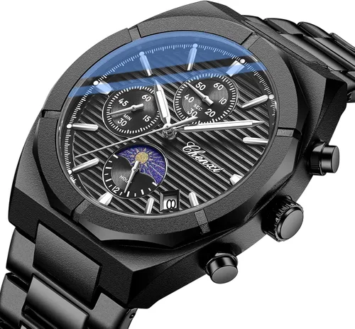 Vista 2 de FANMIS Reloj unisex de lujo de cuarzo dorado y plateado de dos tonos de acero inoxidable