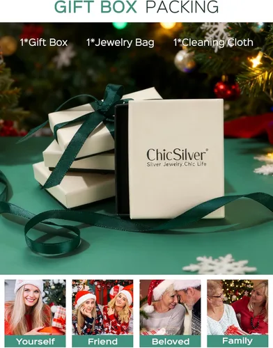 Vista 7 de ChicSilver - Collar de plata de ley 925 con inicial para mujeres y niñas, joyería de letras delicadas, para regalo personalizado (con caja de regalo)