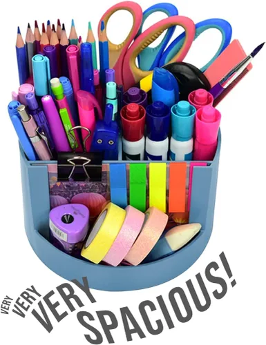 Vista 4 de Acrimet Organizador de escritorio compacto, 4 ranuras espaciosas, soporte redondo para lápices y accesorios con ranura para fotos, ideal