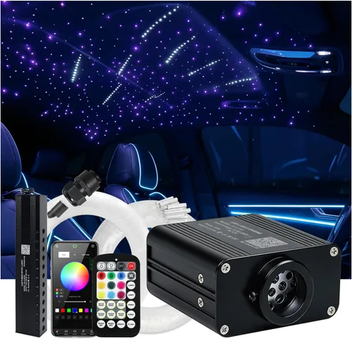Vista 14 de Twinkle Starlight Headliner Light,16W 400pcs 6.5ft LED Star Kit de luz de fibra óptica de techo APP/Control remoto para coche/hogar/fiesta