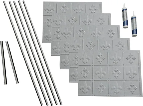 Vista 9 de FASÄDE Fleur de Lis - Kit decorativo de vinilo para salpicaduras de 15 pies cuadrados, color blanco brillante
