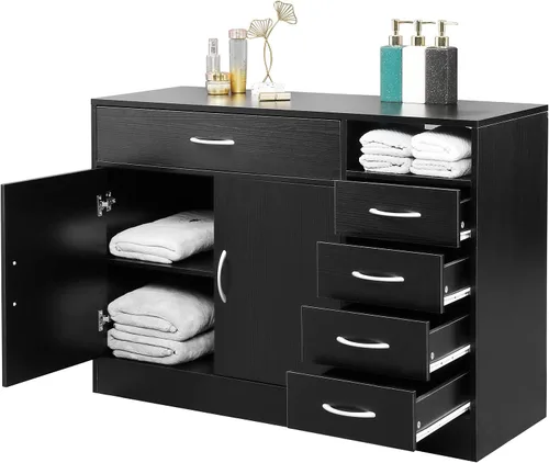 Vista 4 de Henf Gabinete de almacenamiento de spa para salón de belleza, estación de peluquería de madera, equipo de spa, gabinete de peluquería de baño