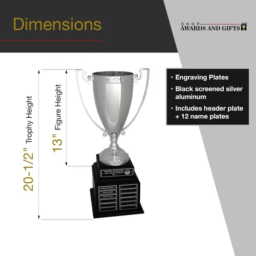Vista 5 de Copa Trofeo de Plata Perpetua sobre Base Negra
