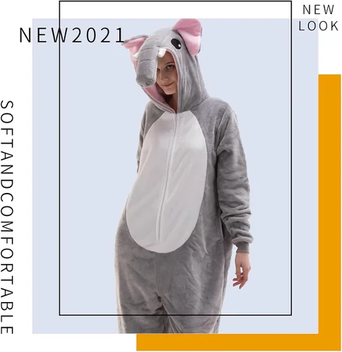 Vista 3 de COSUSKET Snug Fit Unisex Adult Onesie Pajamas, Flannel Cosplay Animal One Piece Halloween Costume Sleepwear Homewear