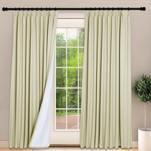 Vista 14 de Frelement Cortinas 100% opacas con forro térmico, cortinas de lino para decoración de Navidad, cortinas plisadas con aislamiento térmico