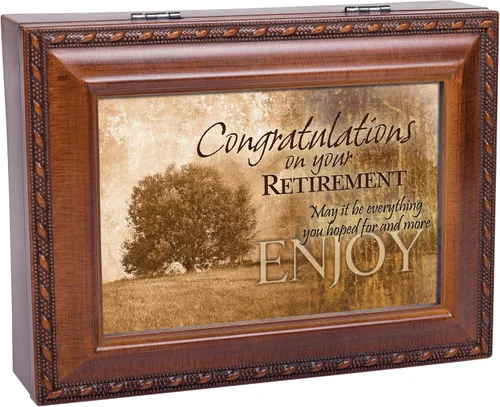 Vista 7 de Cottage Garden Congrats jubilación Woodgrain Música BoxCaja de joyería Reproduce Maravilloso Mundo