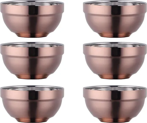 Vista 11 de Juego de cuencos de acero inoxidable: 6 cuencos de cereales de 17 onzas con aislamiento de doble pared, apto para lavavajillas, tazón de sopa