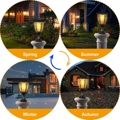 Vista 2 de Kendal Lámpara de luz LED accionada solar al aire libre grande (negro-8408-2packs)