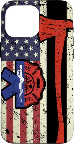 Vista 19 de Funda para iPhone 16 EMT Firefighter American Flag Patriot Paramedic Firefighter
