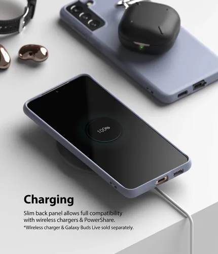Vista 7 de Ringke Air-S - Funda compatible con Samsung S21 Plus 5G, funda de TPU suave con textura satinada mate, color gris lavanda Lavanda Gris