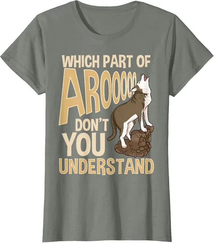 Vista 16 de What Part Of Aroooo Don't You Understand Husky - Camiseta para perro, Negro, S