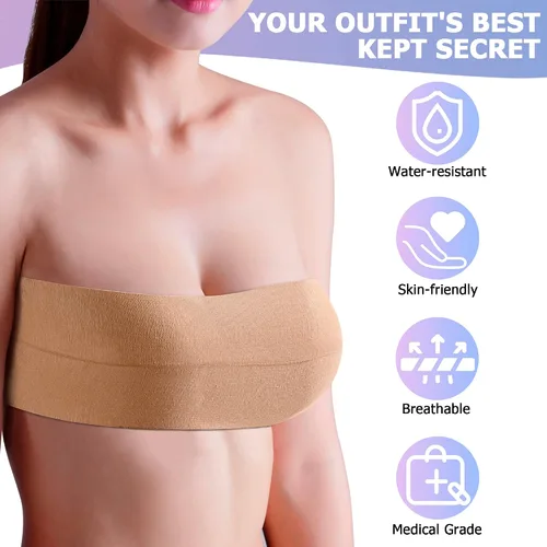 Vista 3 de Northside Boob Tape - Cinta para levantamiento de senos, cinta corporal con 2 pares de cubiertas para pezones