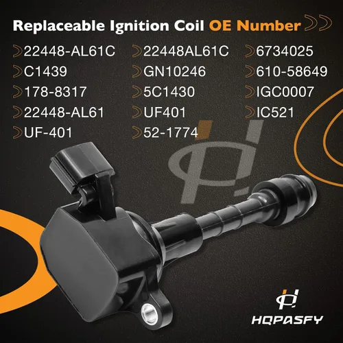 Vista 3 de Paquetes de bobina de encendido HQPASFY, Compatibles con Infiniti G35/FX35/M35 2003-2008, Nissan 350Z 2003-2006 3.5L V6, Reemplaza # 22448-AL61C