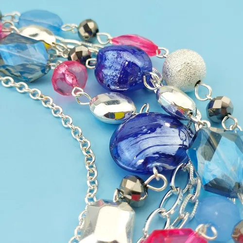 Vista 4 de Bocar Collar de cadena multicapa para mujer con esmalte de color de cristal