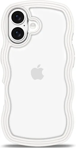 Vista 56 de Anuck Funda para iPhone 13 Pro con borde ondulado, diseño trasero transparente, agarre antideslizante, forma de marco rizado ondulado, a prueba