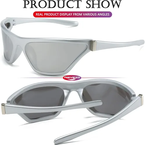 Vista 3 de AIEYEZO Gafas de sol modernas Y2K para mujeres y hombres gafas de sol envolventes a la moda deportivas futuristas sunnies